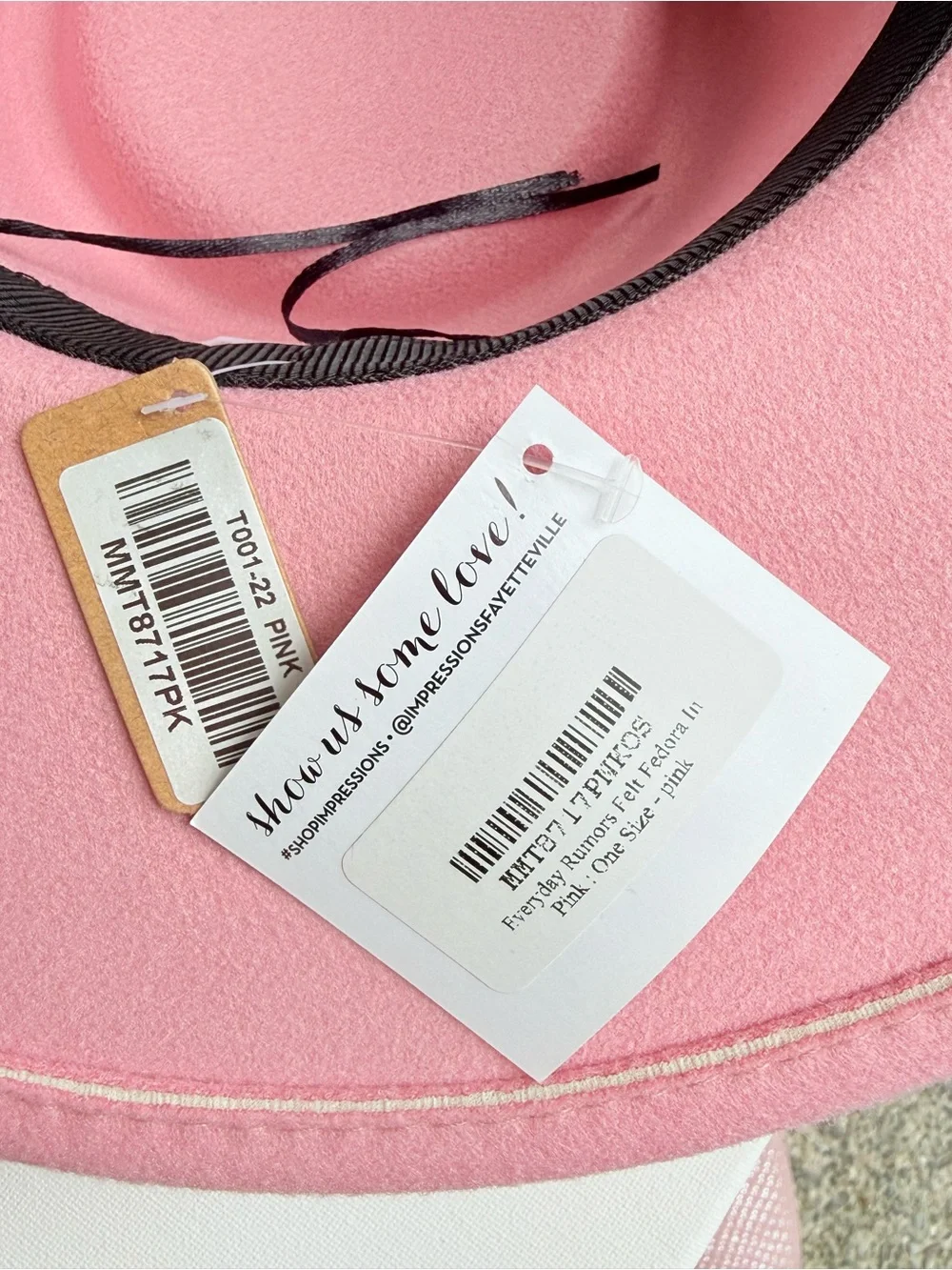 Pink Rhinestone Boutique Style Fedora Wide Brim Hat